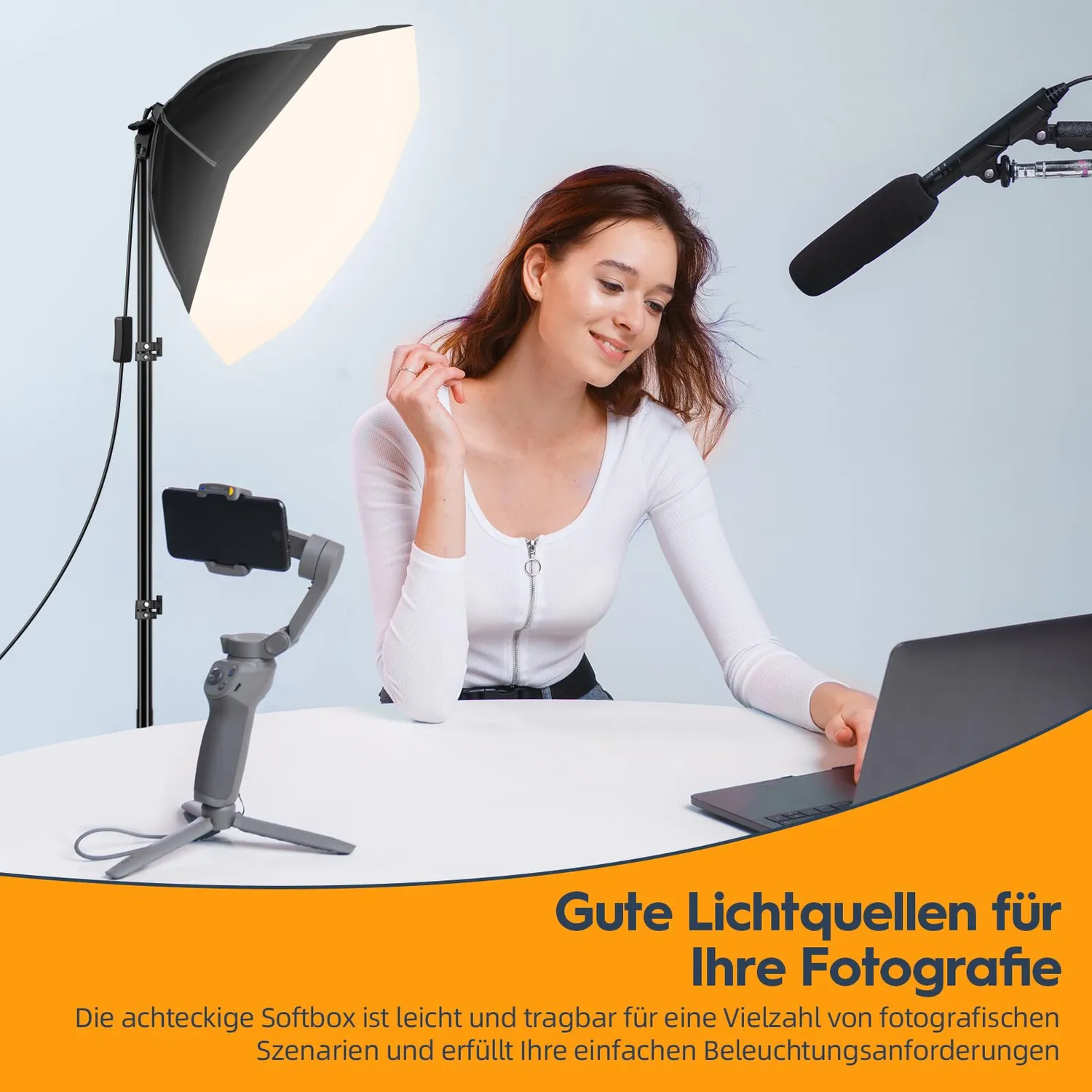 FGen Softbox Ottagonale 50 cm LED 60W con Telecomando
