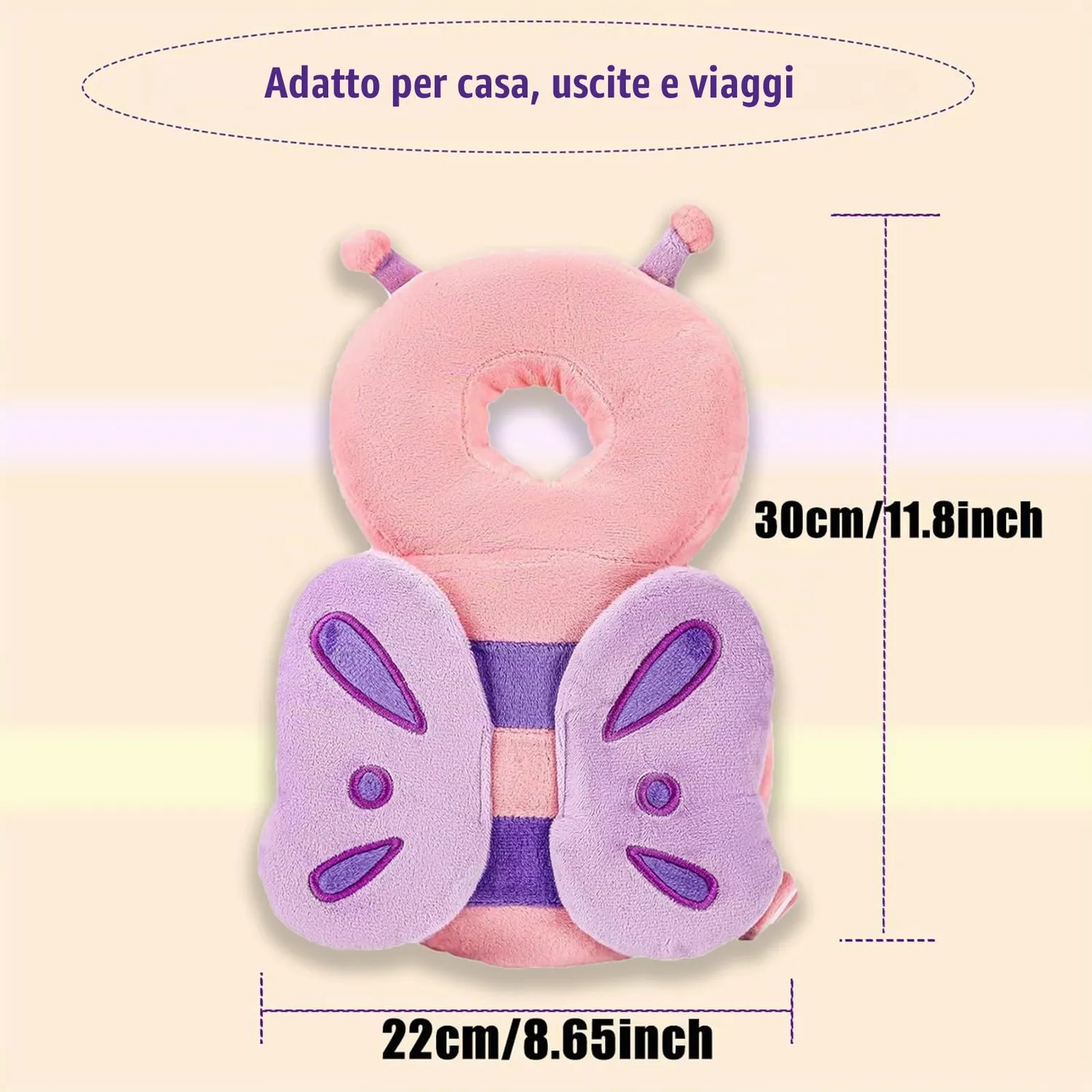 FGen Zaino Protezione Testa Bambino Farfalla 4-24 Mesi