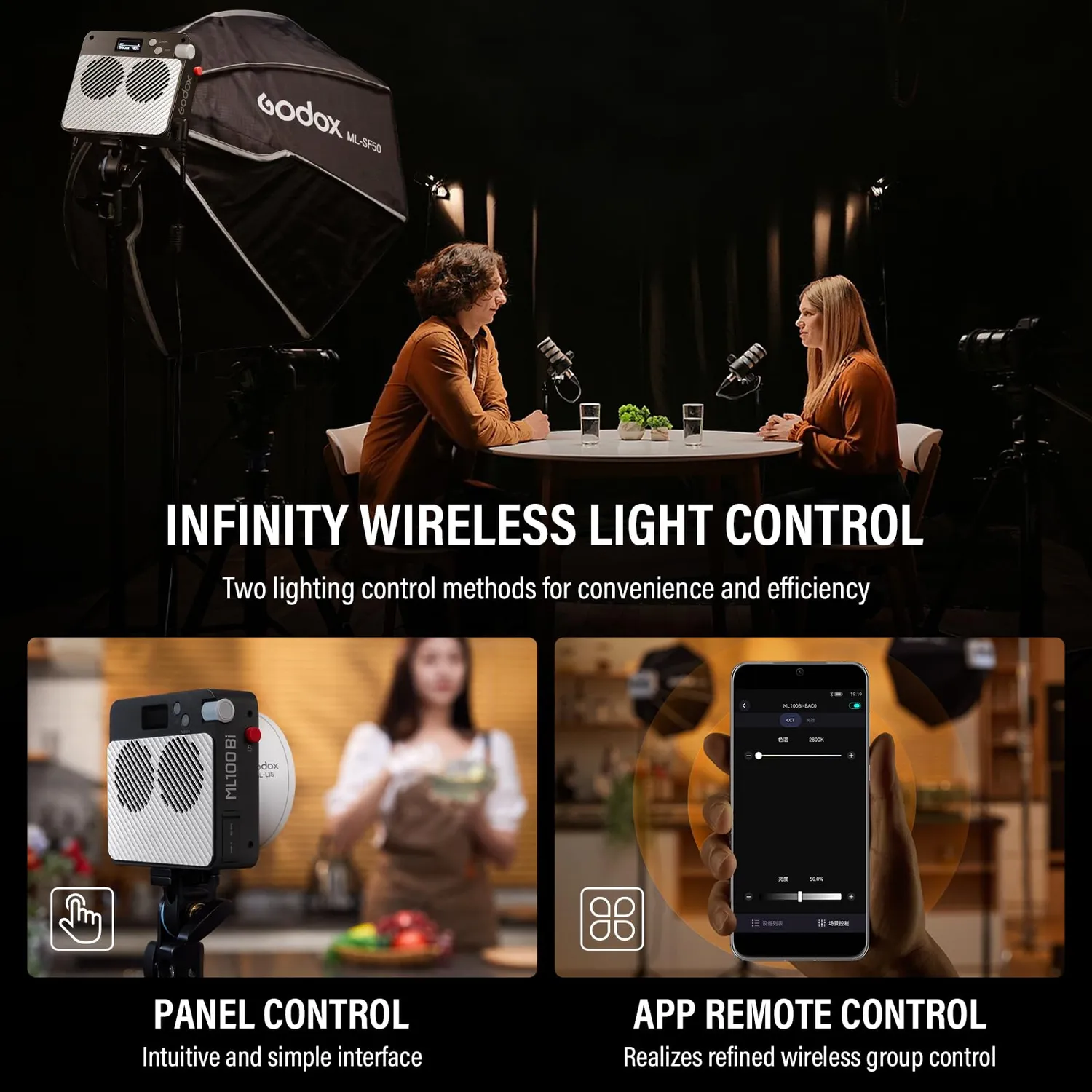 Godox ML100Bi luce video LED 100W bicolore nera