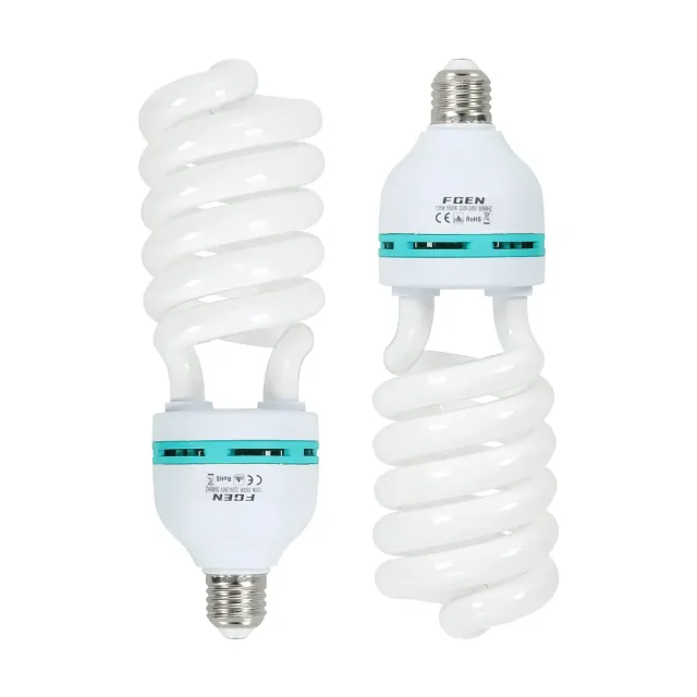 FGen CFL 135W lampadine studio E27 5500K 2 pezzi luce continua