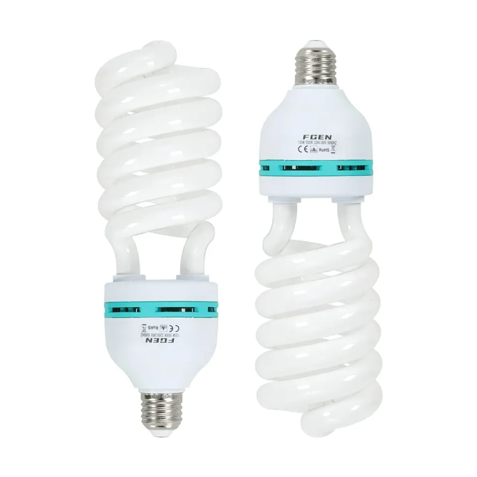 FGen CFL 135W lampadine studio E27 5500K 2 pezzi luce continua