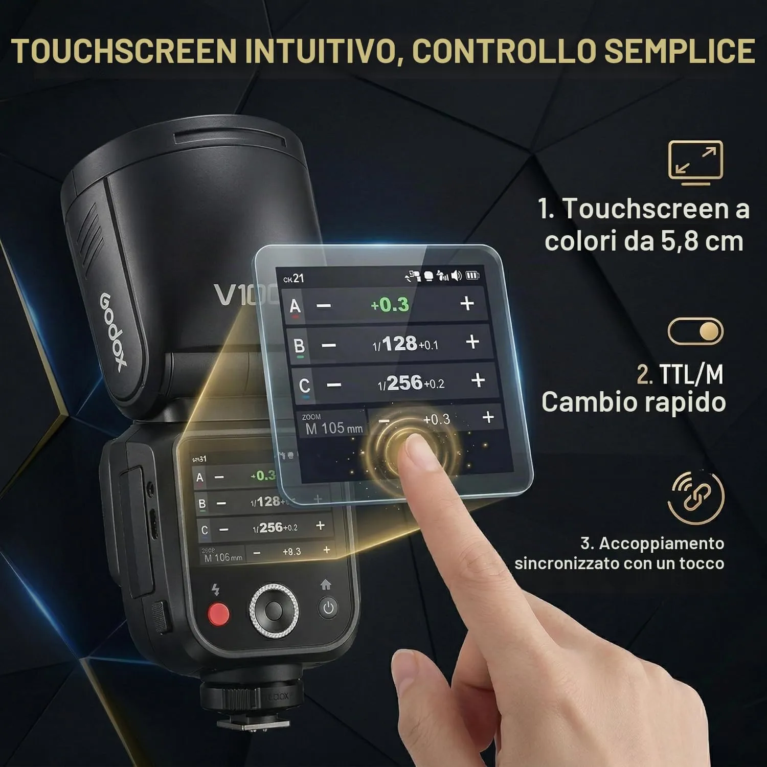 Godox V100S flash TTL Sony 100W touchscreen