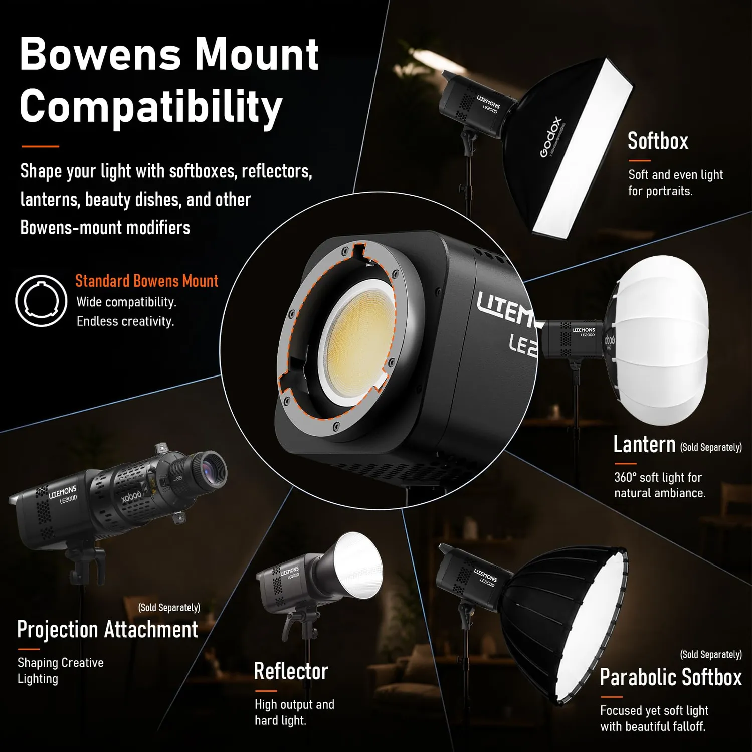 Godox Litemons LE200D luce video LED 2-pack Bowens nero