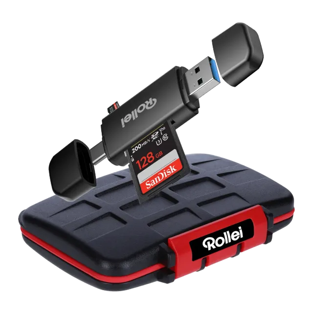 Rollei Lettore Schede 2-in-1 SD microSD USB + Custodia