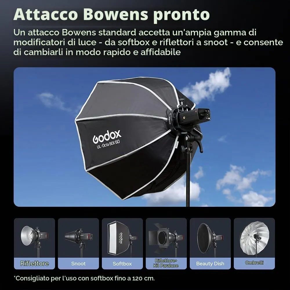 Godox S3 staffa flash attacco Bowens con foro ombrello
