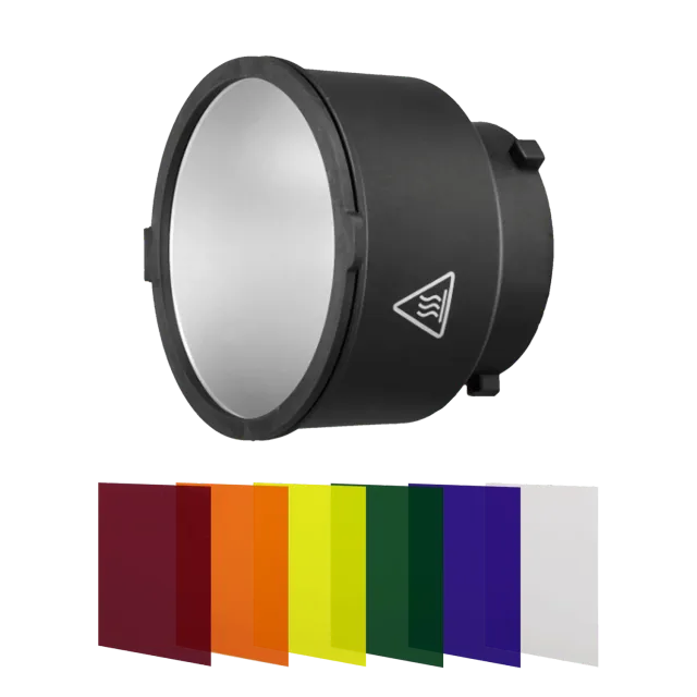 Rollei riflettore 40° luce studio Bowens con gel colorati