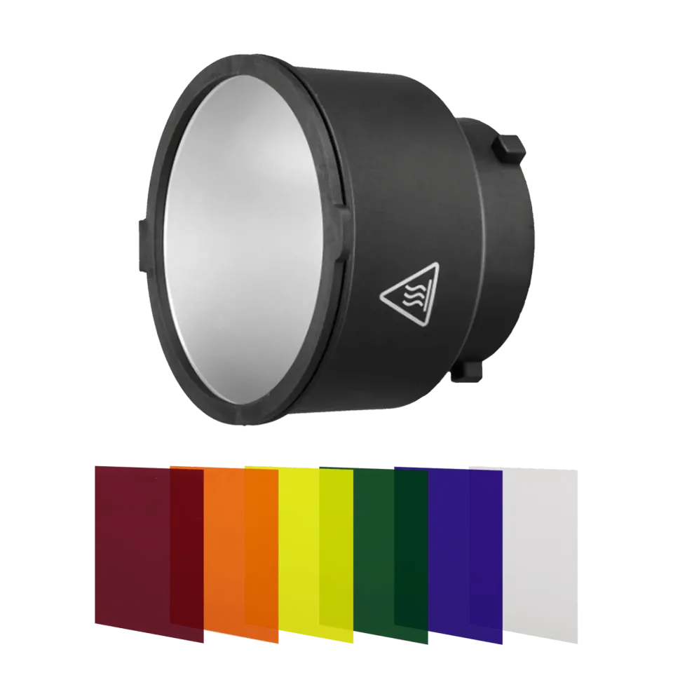 Rollei riflettore 40° luce studio Bowens con gel colorati