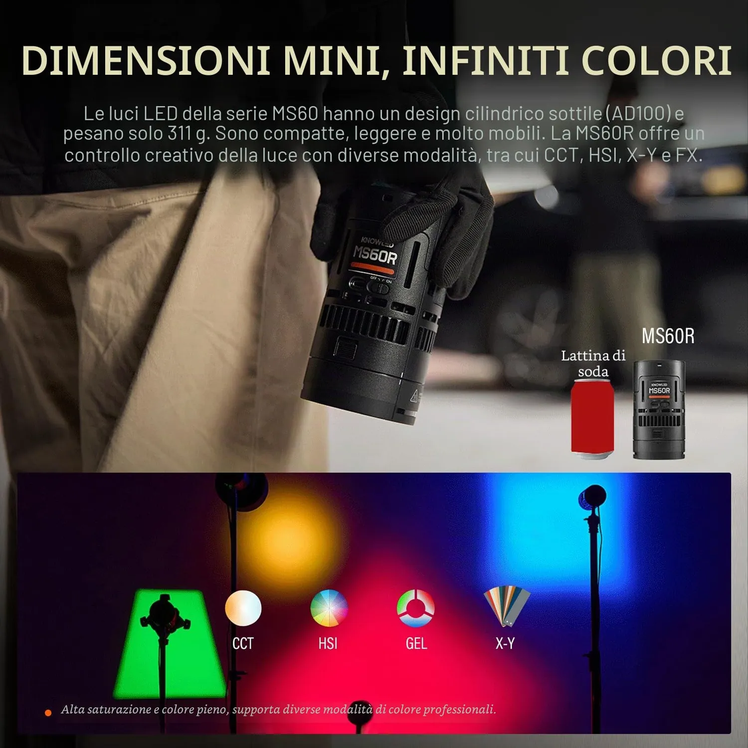 Godox Knowled MS60R luce LED video RGB kit con batteria
