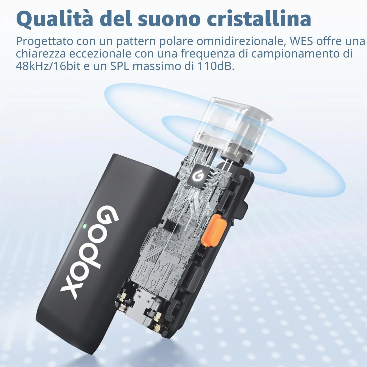 Godox WES1 KIT2 Microfono Lavalier Wireless iPhone MFi 2 TX