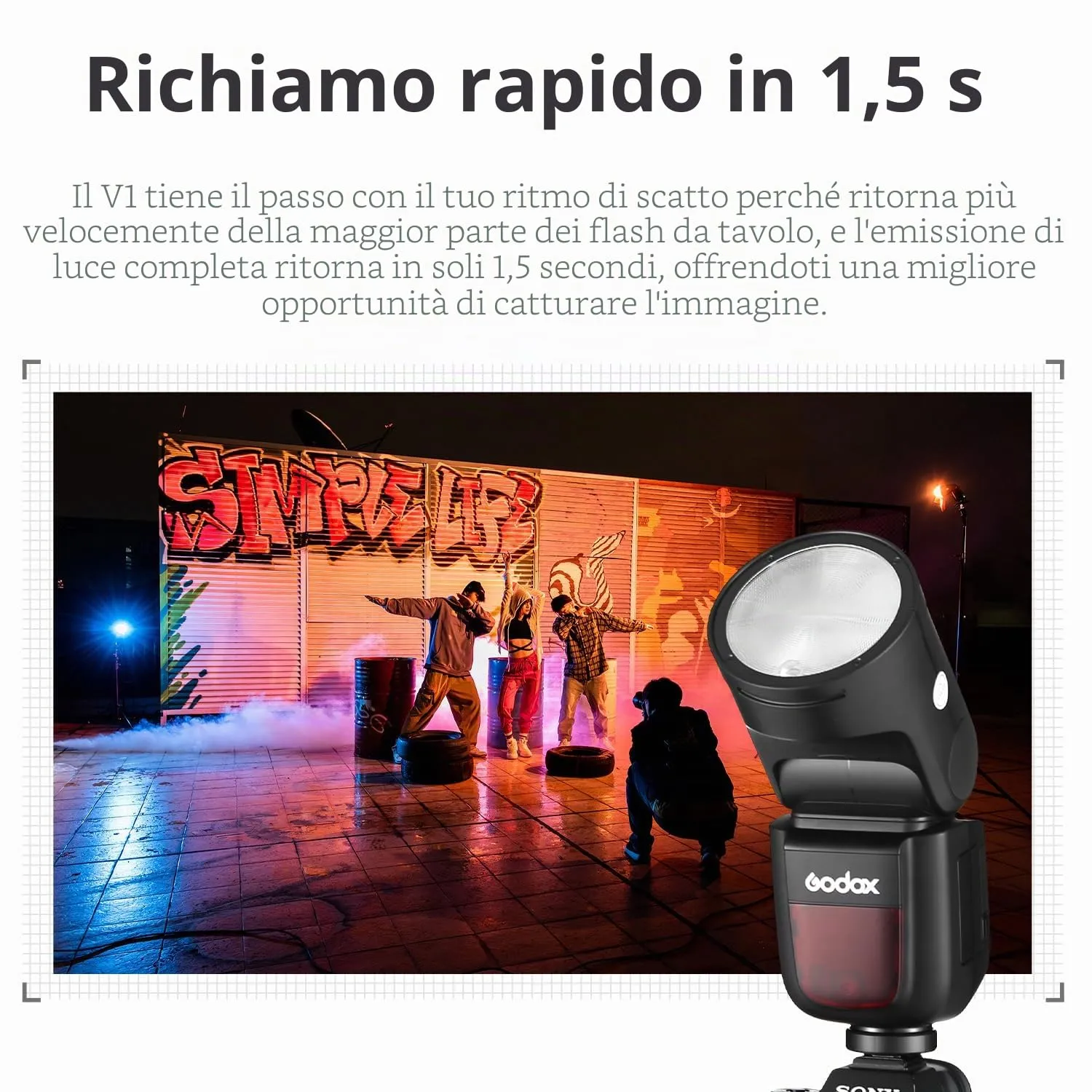 Godox V1-S Flash TTL per Sony Testa Rotonda 76Ws