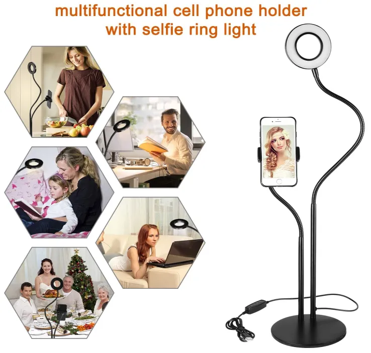 UBeesize Selfie Ring Light anulare con braccio flessibile USB