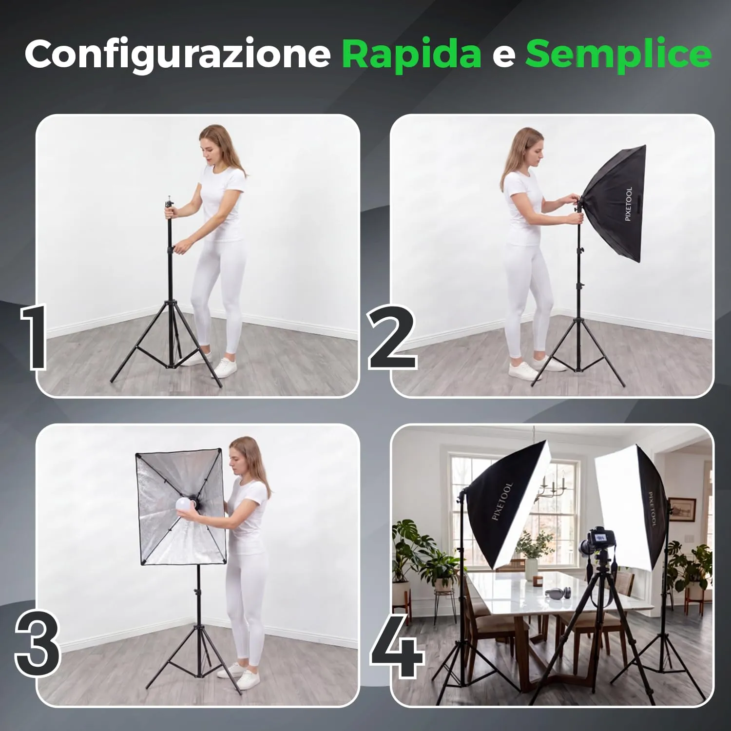 Pixetool Set Softbox 50x70 cm 2 Pezzi Luce Tricolore
