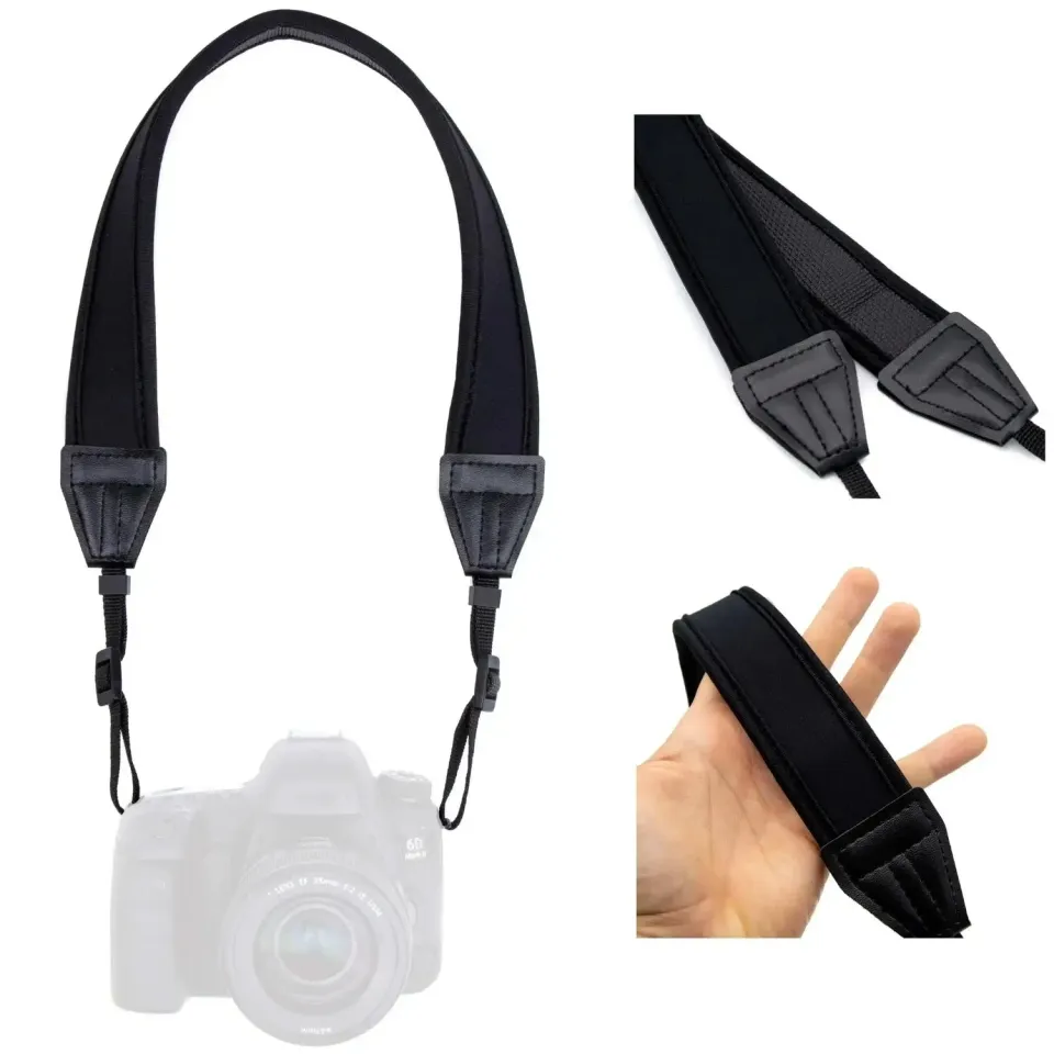 LENS-AID tracolla fotocamera neoprene imbottita nera