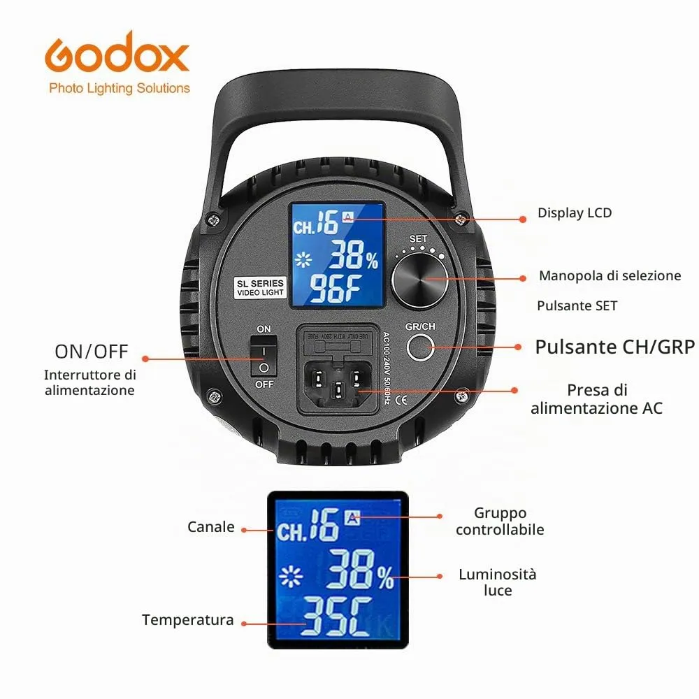 Godox SL-60W Luce Video LED Bianca 5600K Bowens