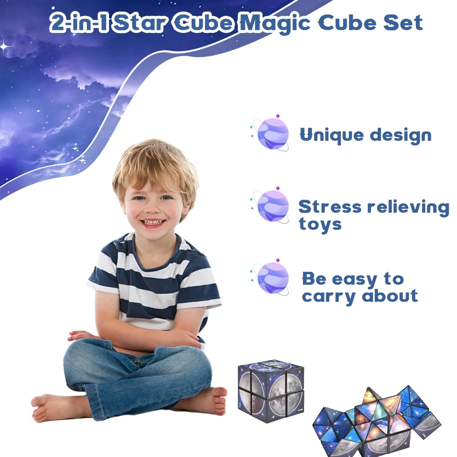 FGen Cubo Magico 2 in 1 Infinity Cubo Antistress Galassia