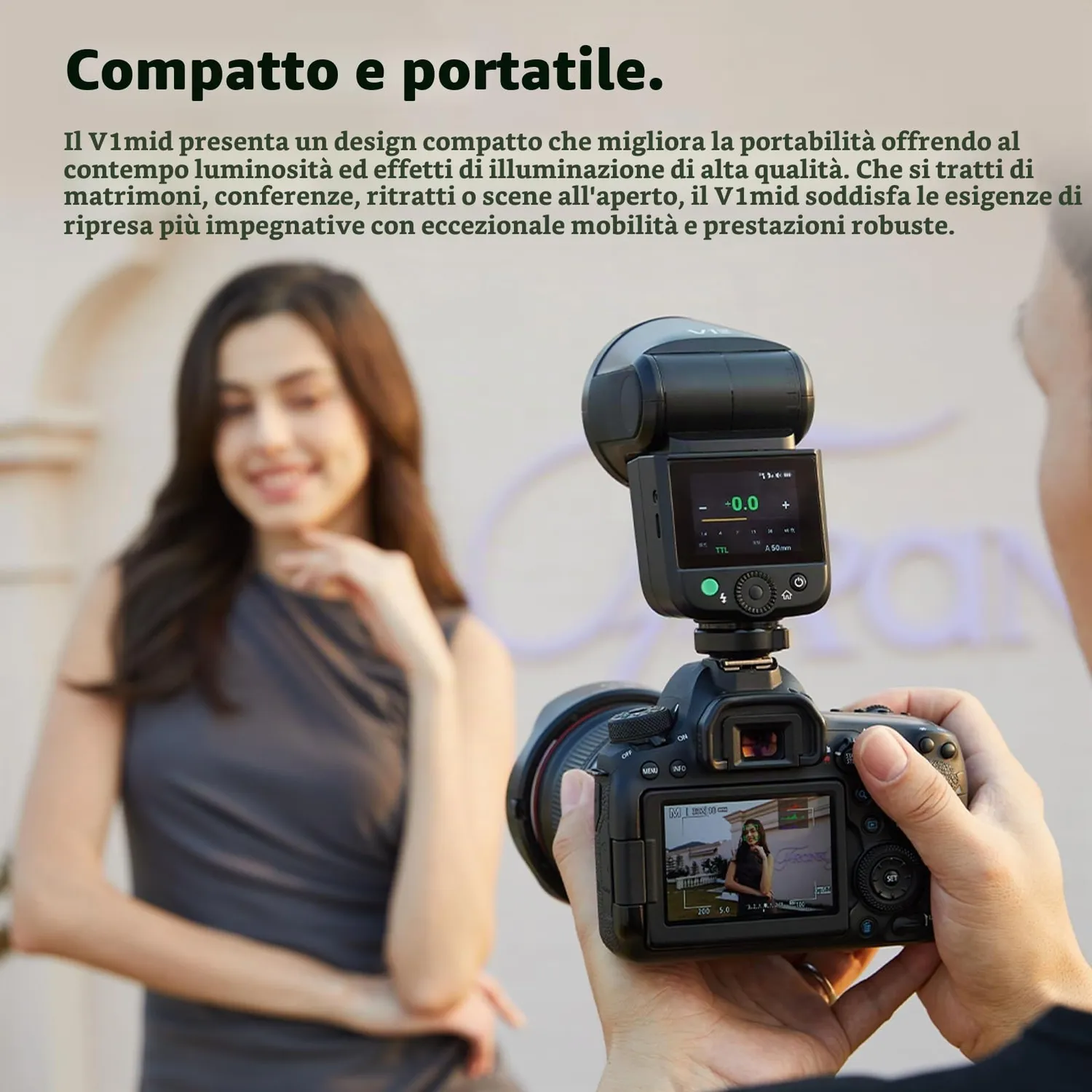 Godox V1 MID N flash TTL Nikon nero testa rotonda