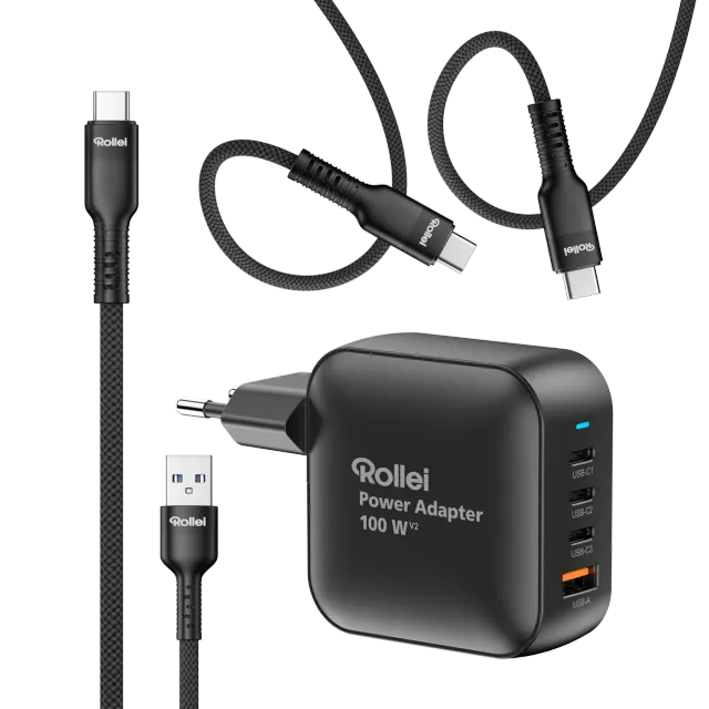 Rollei 100W caricabatterie USB-C USB-A rapido