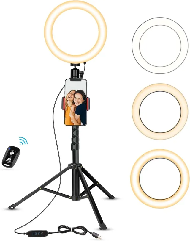 UBeesize Selfie Ring Light anulare con treppiede nero 3 colori
