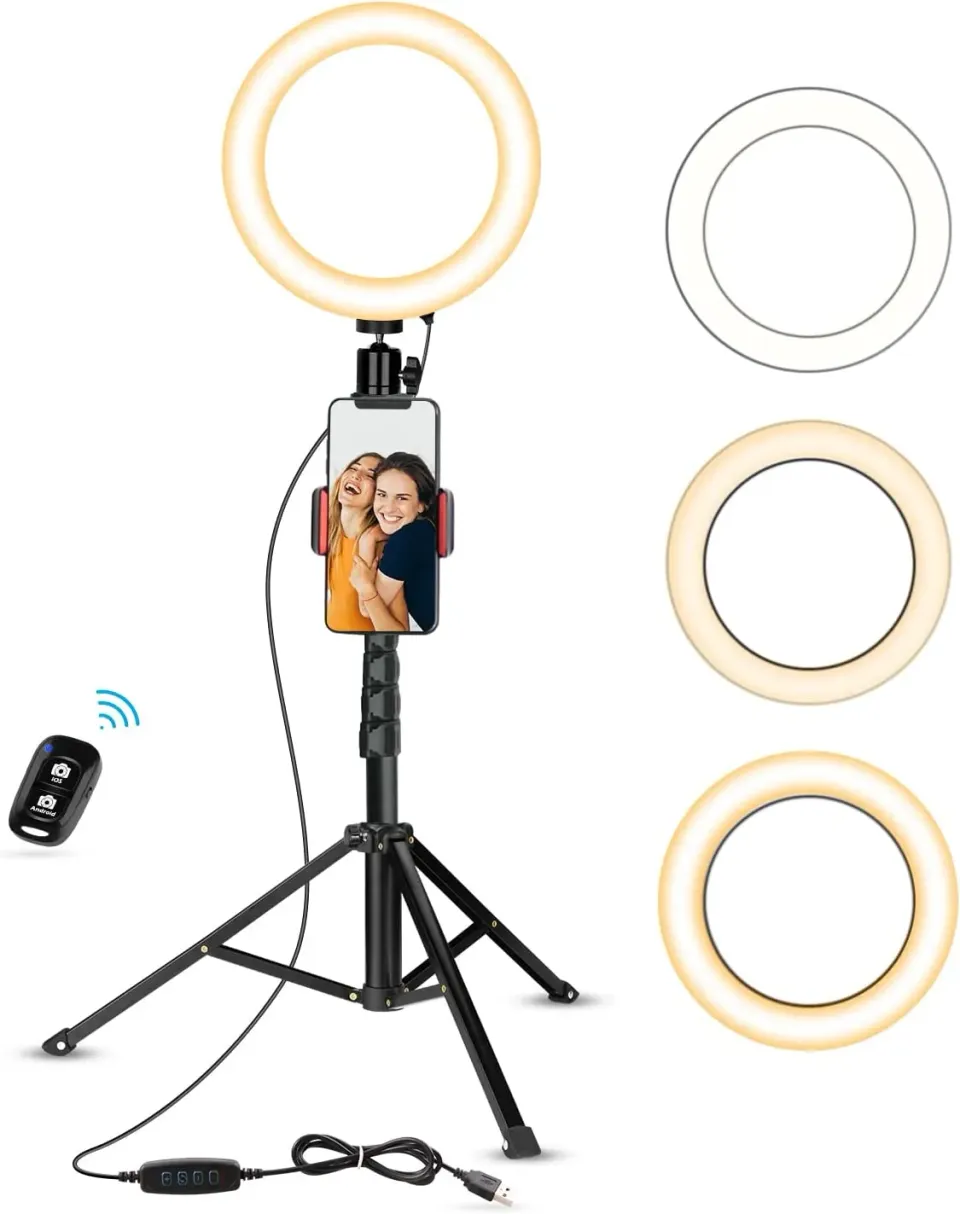 UBeesize Selfie Ring Light anulare con treppiede nero 3 colori