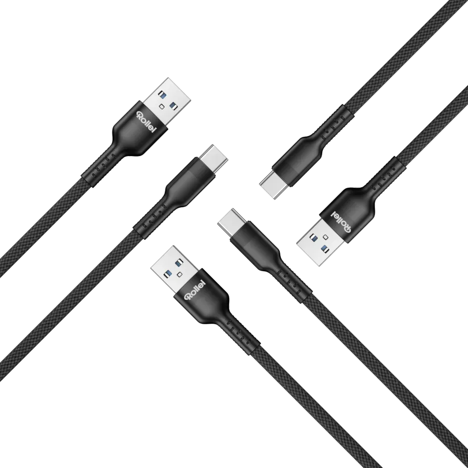 Rollei Cavi USB-A USB-C 1,2m 10Gbps 15W 3 pezzi nylon