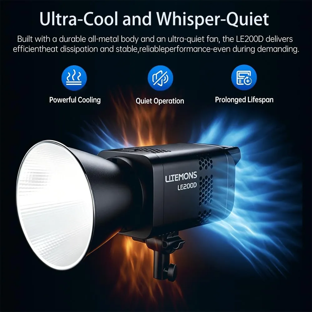 Godox LE200D lampada video LED 220W nera Bowens 5600K