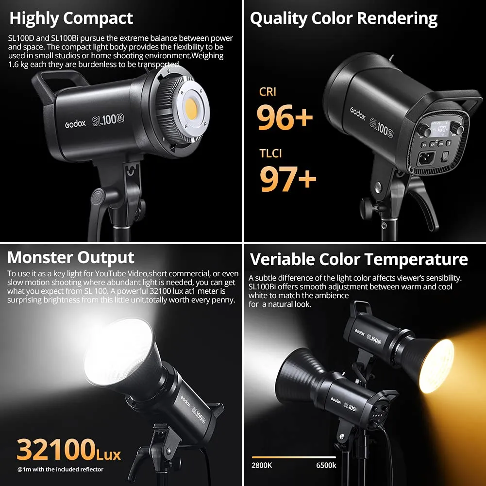 Godox SL100Bi luce continua LED 100W singola Bowens