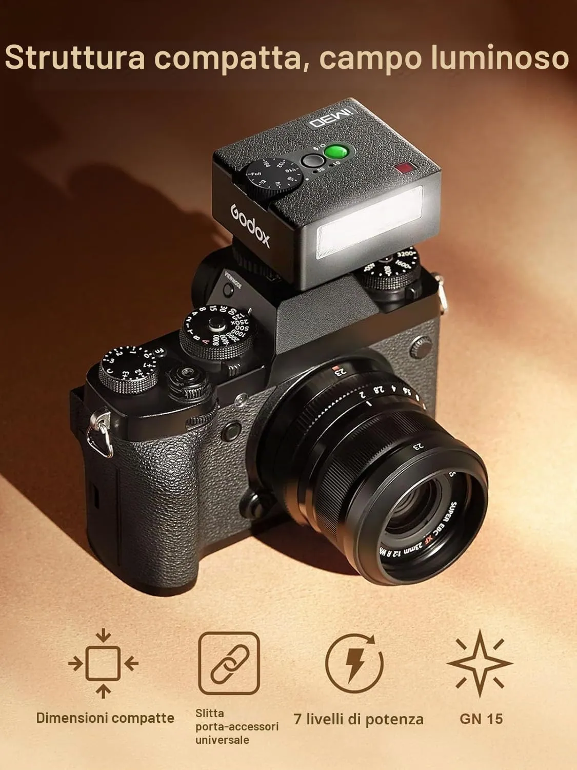 Godox iM30 mini flash manuale GN15 78g