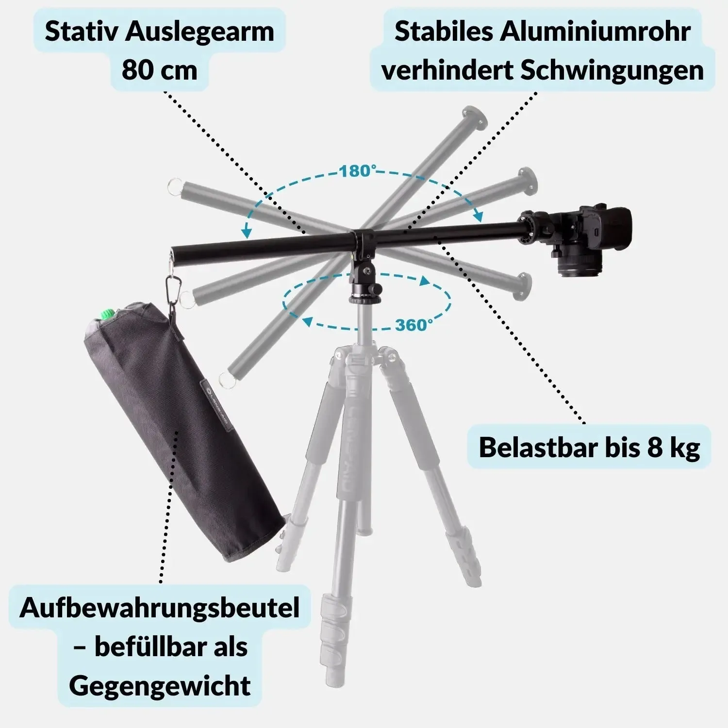 Lens-Aid braccio estensione 58 cm per treppiede 8 kg