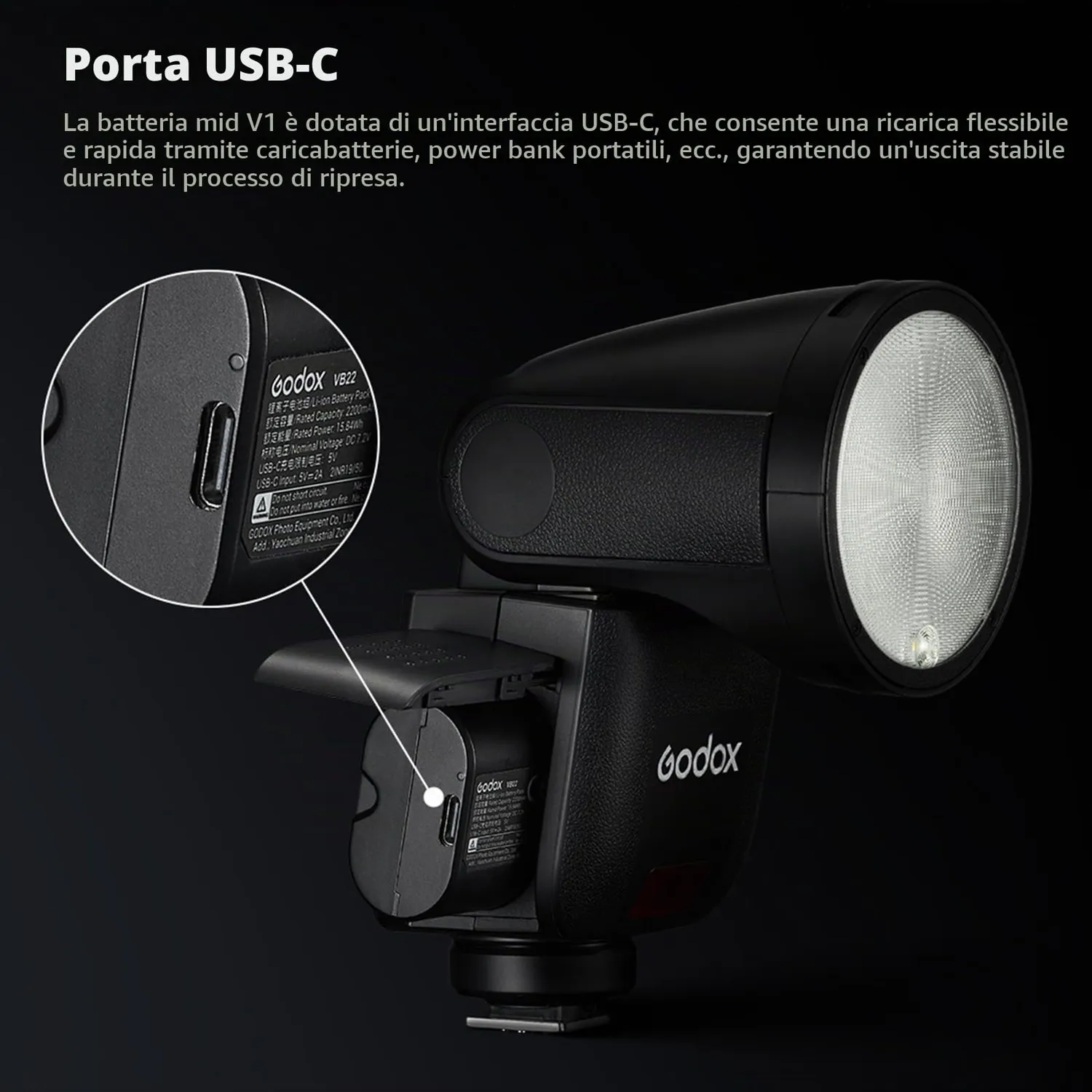 Godox V1 MID N flash TTL Nikon nero testa rotonda