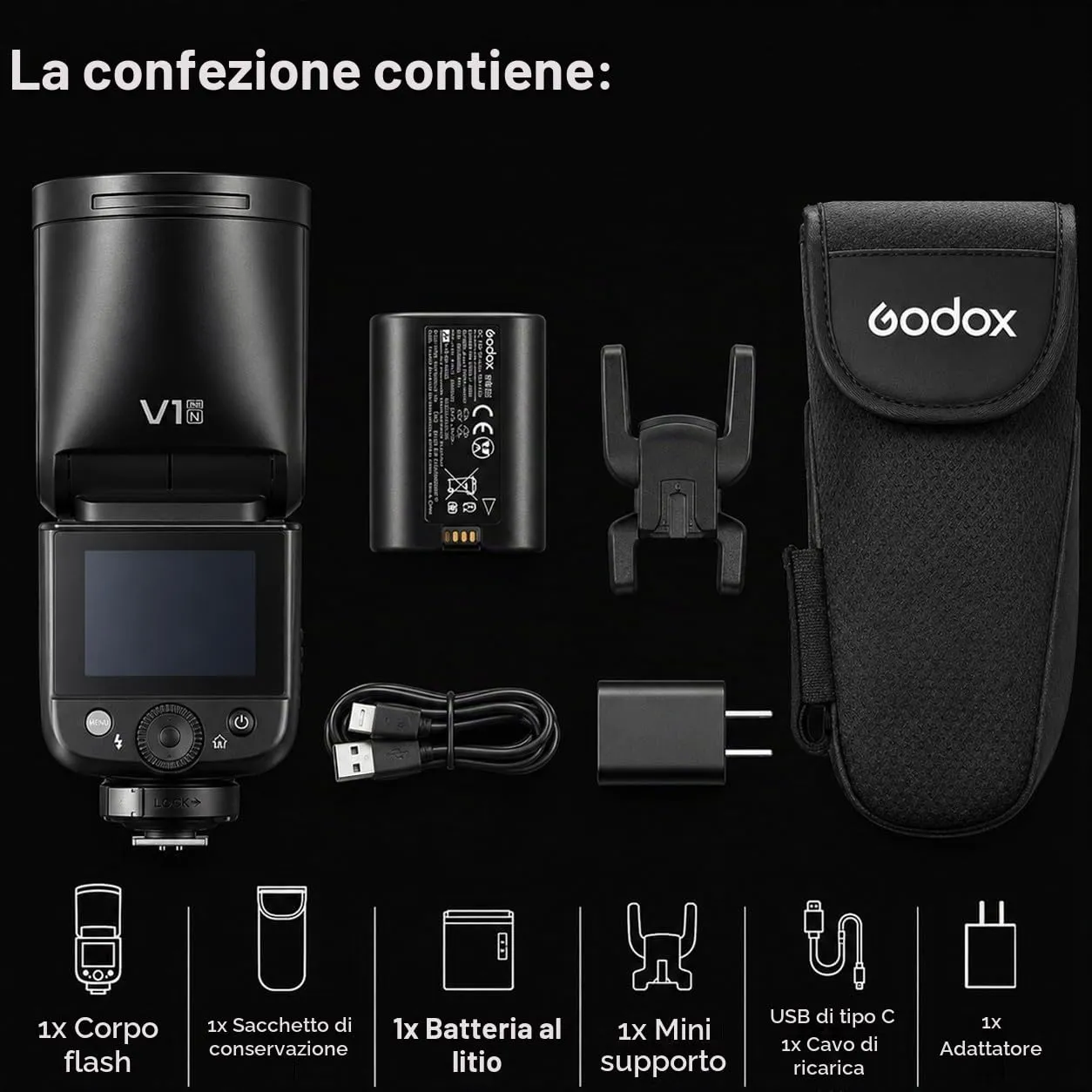Godox V1 MID-C flash speedlite TTL per Canon 55Ws