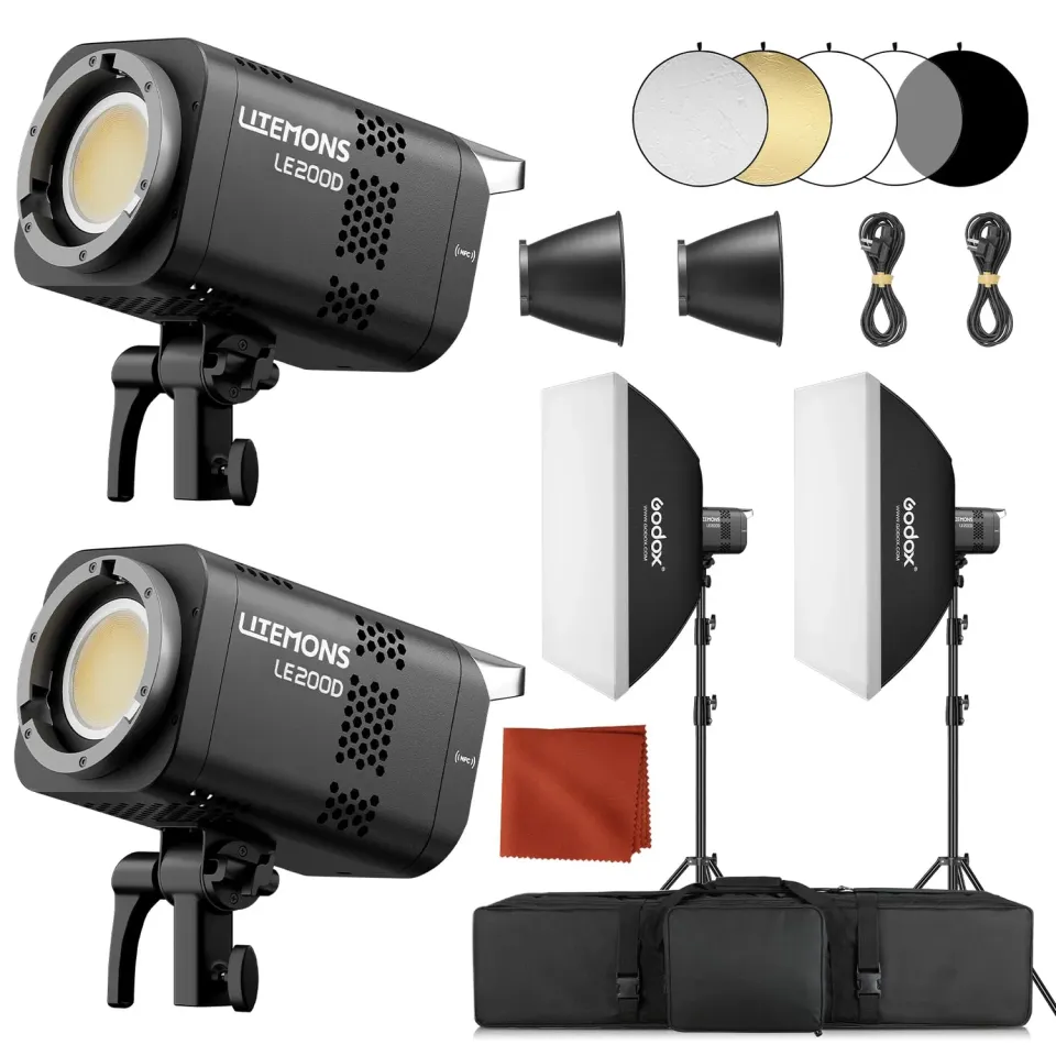 Godox Litemons LE200D luce video LED 2-pack Bowens nero
