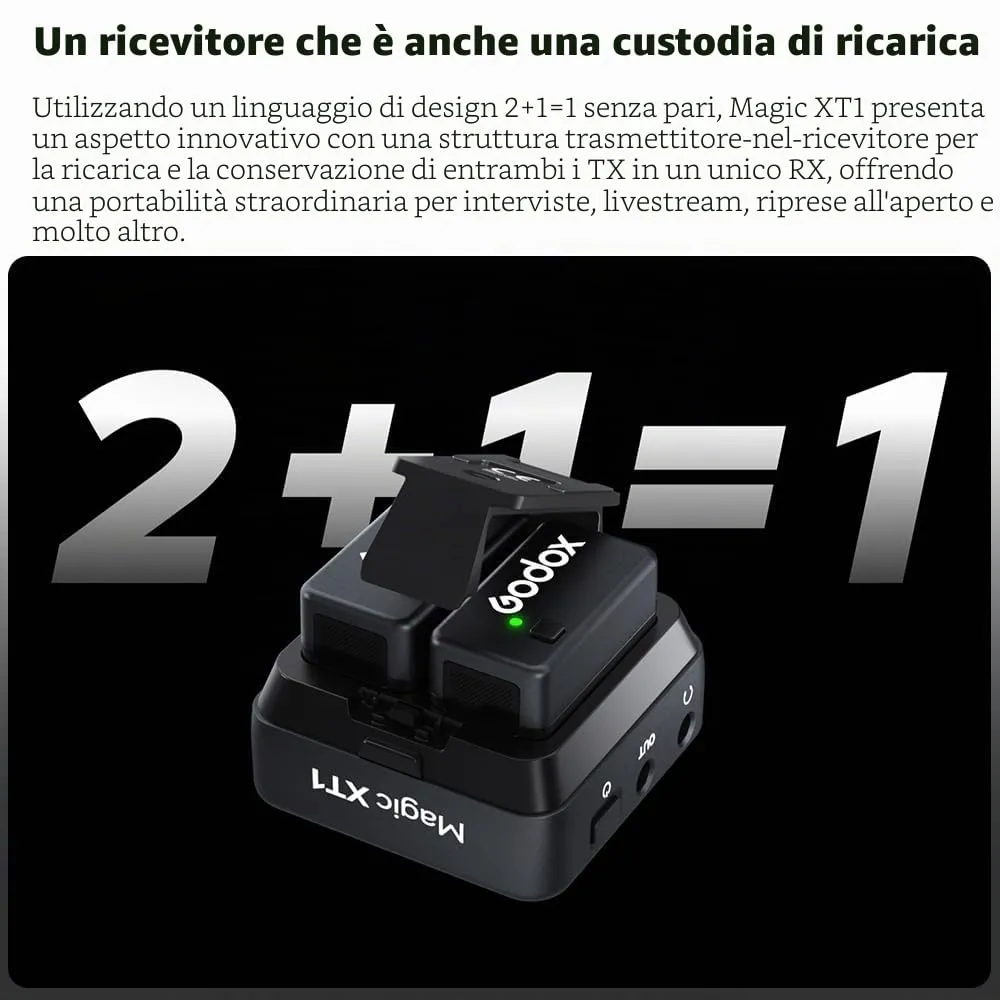 Godox Magic XT1 Microfono Wireless 2TX+RX Touch