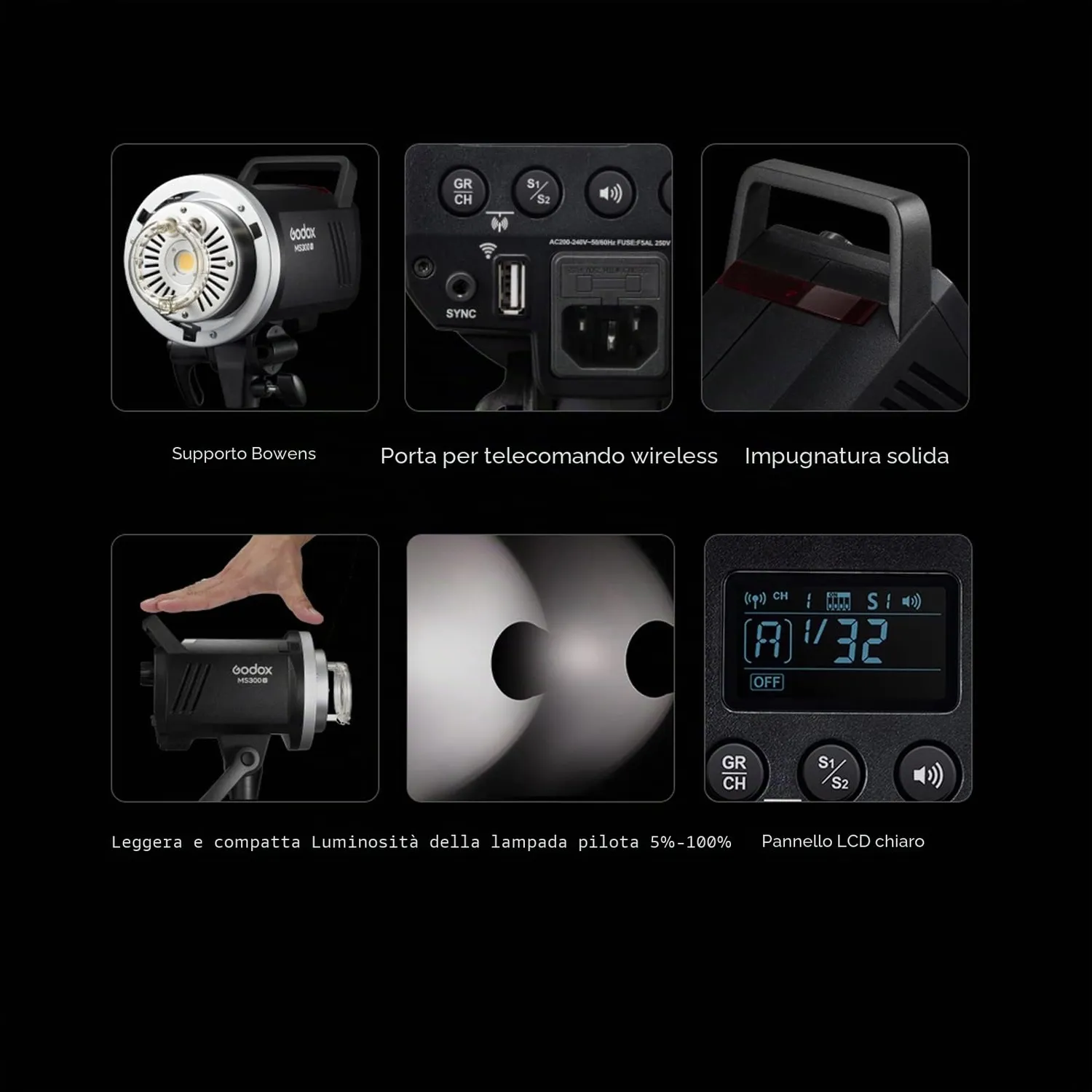 Godox MS300-V Flash Studio 300Ws Bowens LED