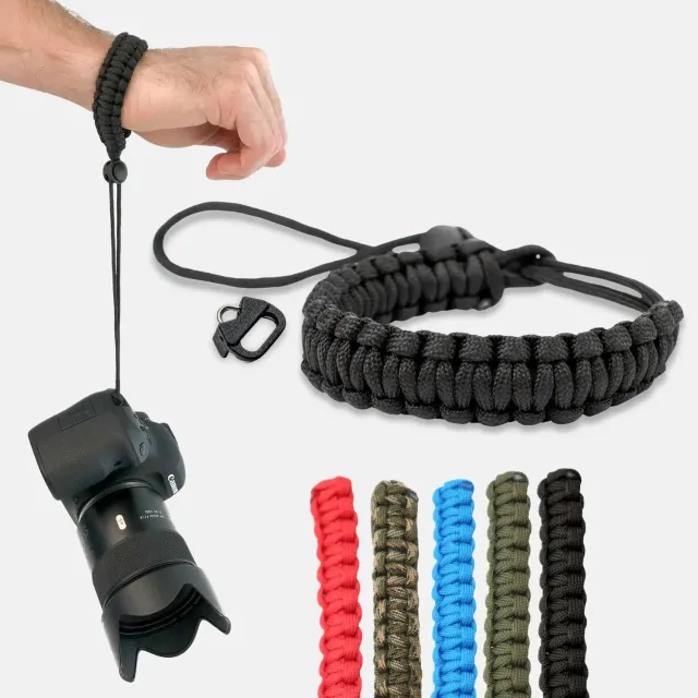 LENS-AID cinturino polso fotocamera paracord nero