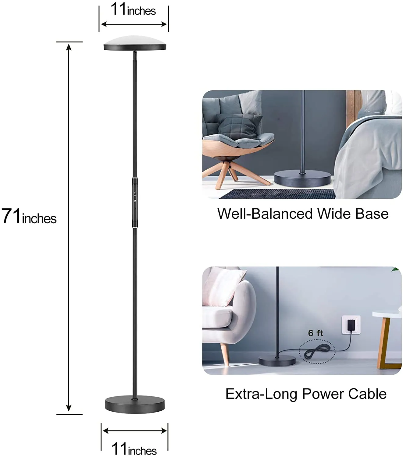 UBeesize Lampada da Terra LED Dimmerabile con telecomando
