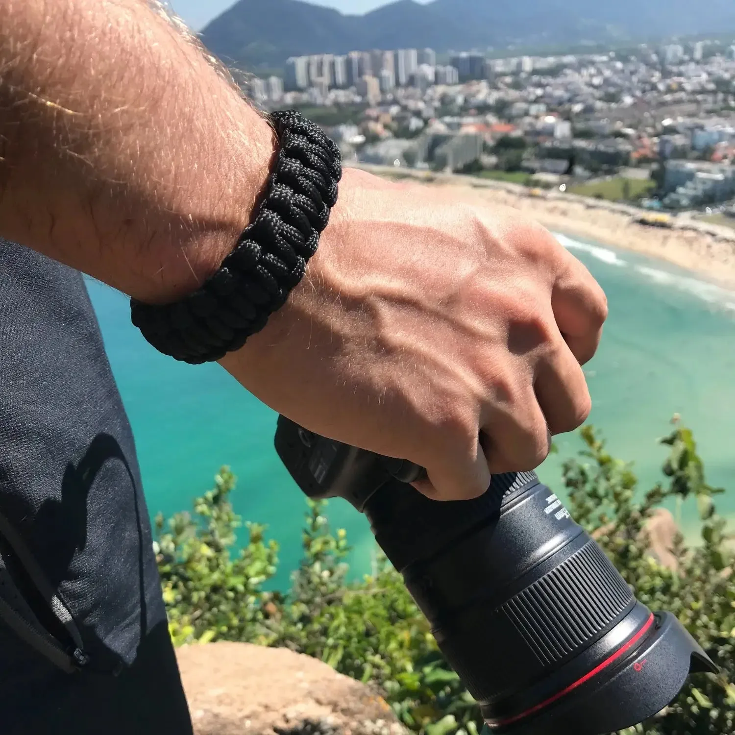 LENS-AID cinturino polso fotocamera paracord nero