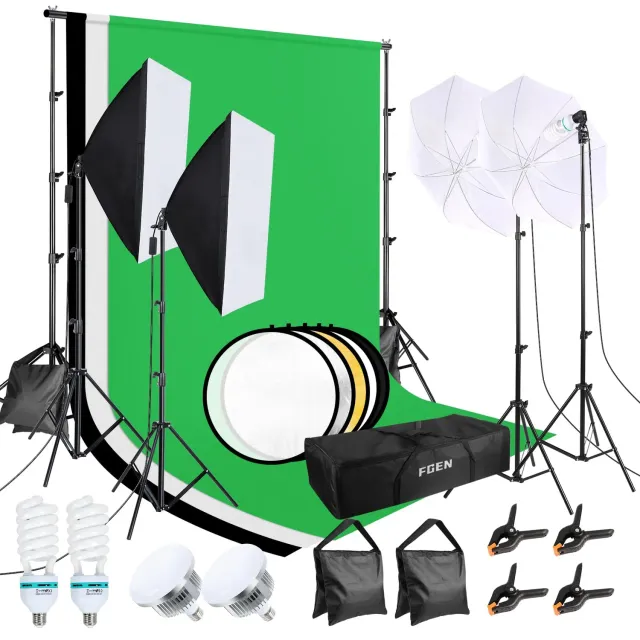 FGen kit studio fotografico softbox 2,6x3m 3 fondali