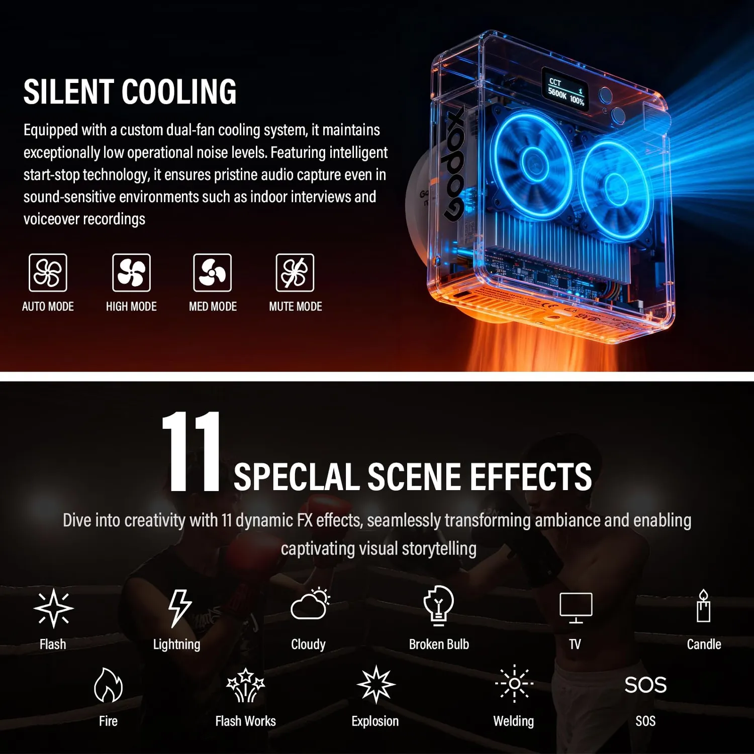 Godox ML100Bi luce video LED 100W bicolore nera