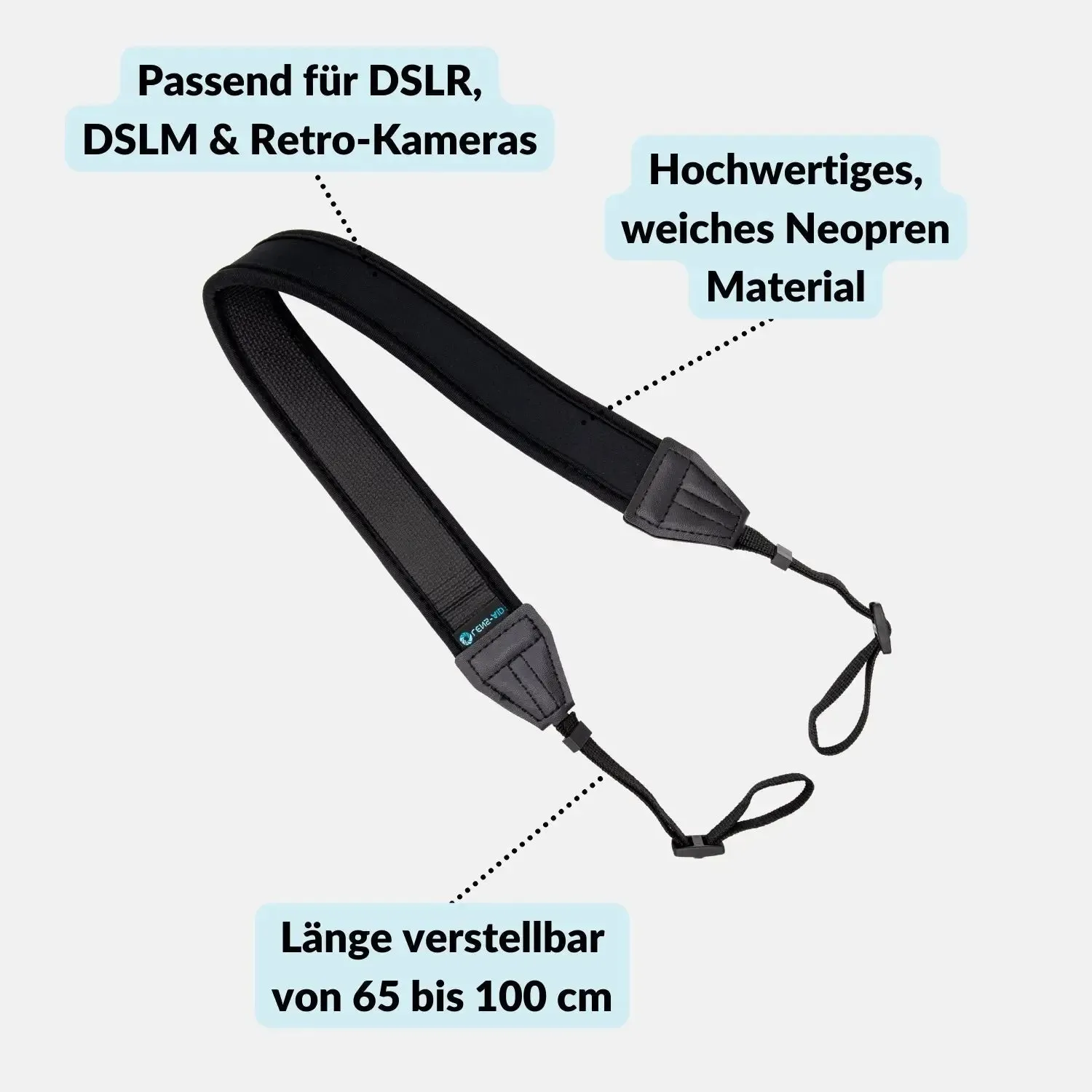 LENS-AID tracolla fotocamera neoprene imbottita nera