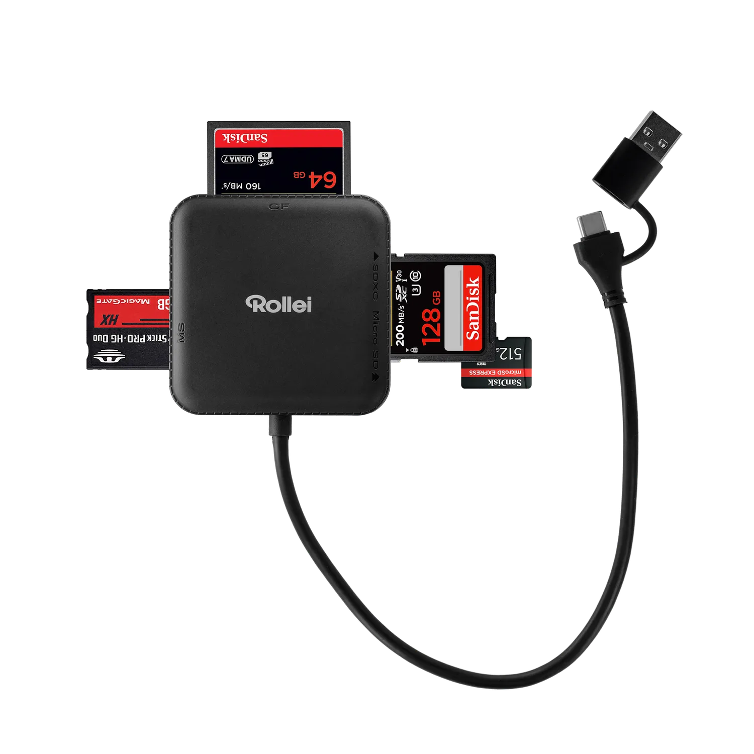 Rollei 4-in-1 lettore schede SD microSD USB rapido