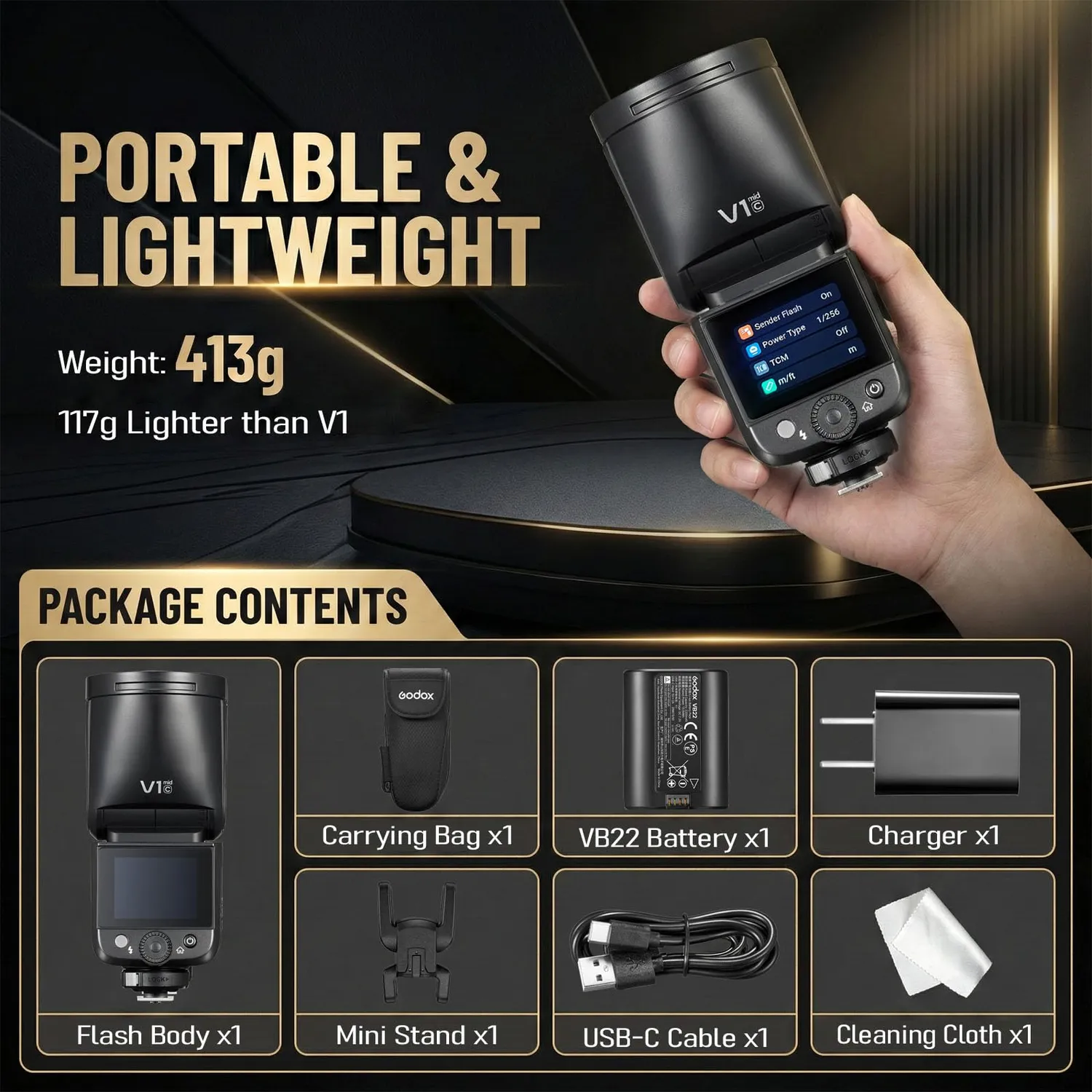 Godox V1 MID S flash TTL per Sony nero 55Ws
