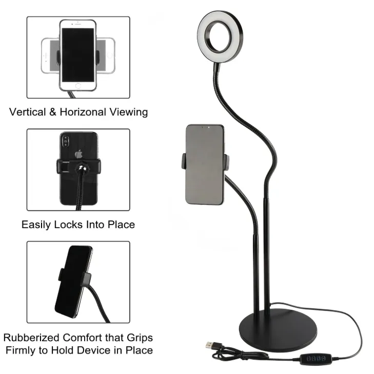 UBeesize Selfie Ring Light anulare con braccio flessibile USB