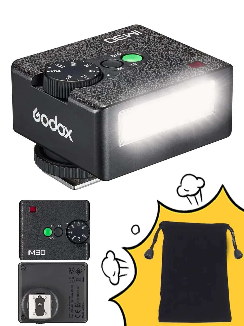 Godox iM30 mini flash manuale GN15 78g