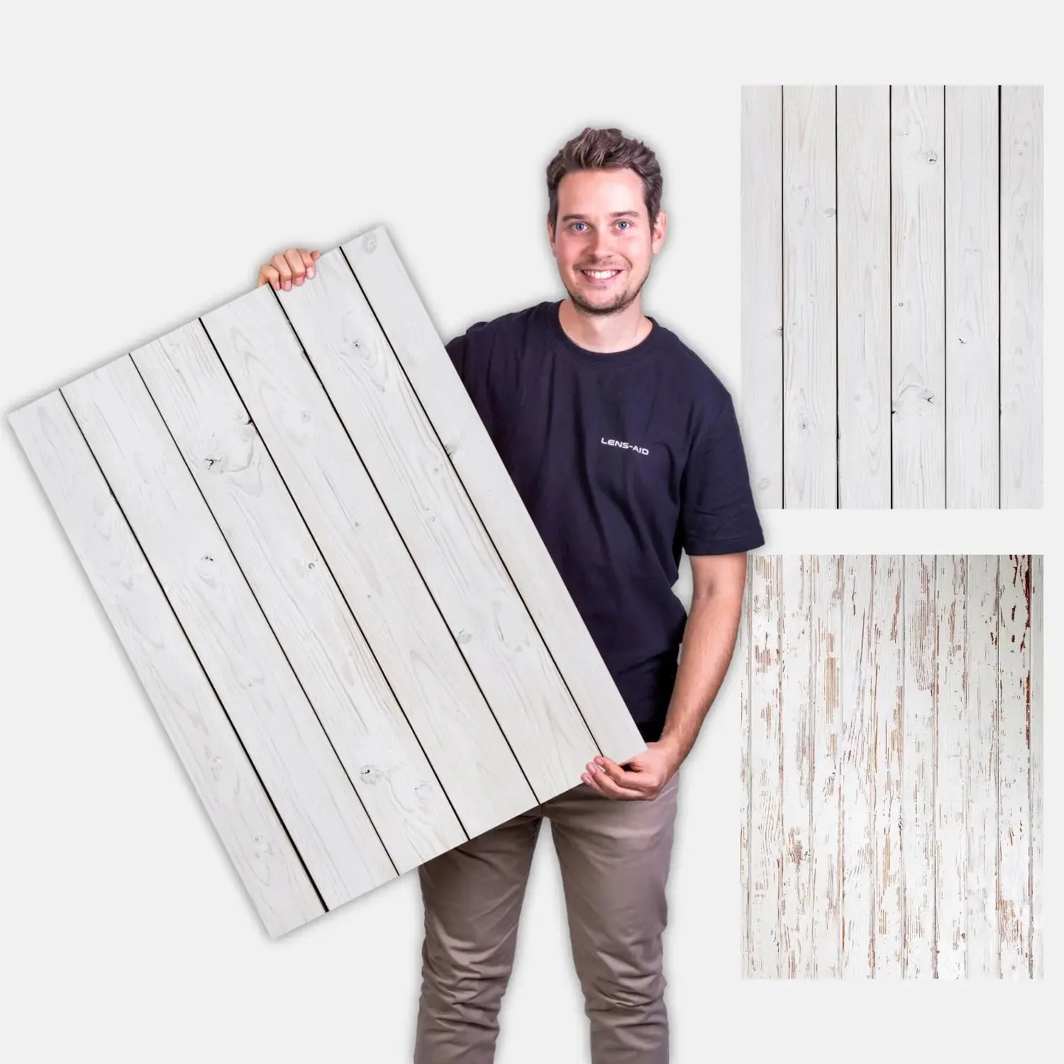LENS-AID Flatlay 84x60 fondale foto bifacciale legno