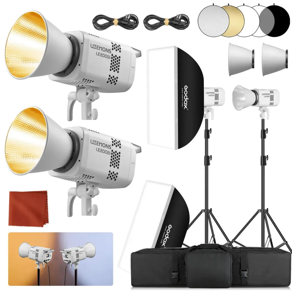 Godox Litemons LE200Bi luce LED continua kit 2 bianchi