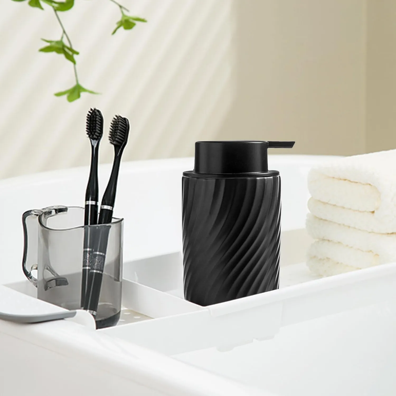 FGen dispenser sapone ceramica 340 ml nero schiumogeno
