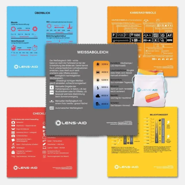 LENS-AID Inspiracles Cheat Sheet Panni Microfibra 5 Pezzi