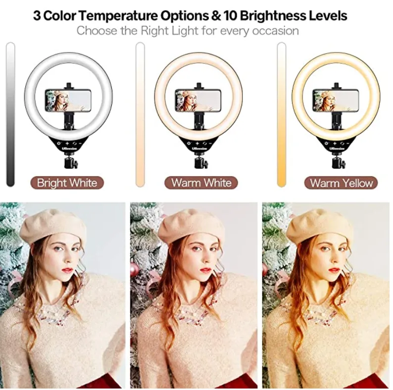 UBeesize Ring Light LED 10 pollici luce anulare con treppiede