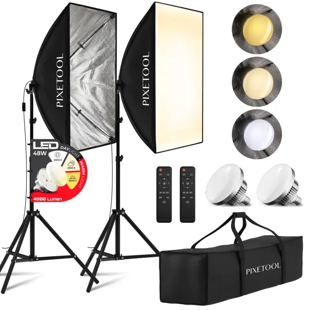 Pixetool Set Softbox 50x70 cm 2 Pezzi Luce Tricolore