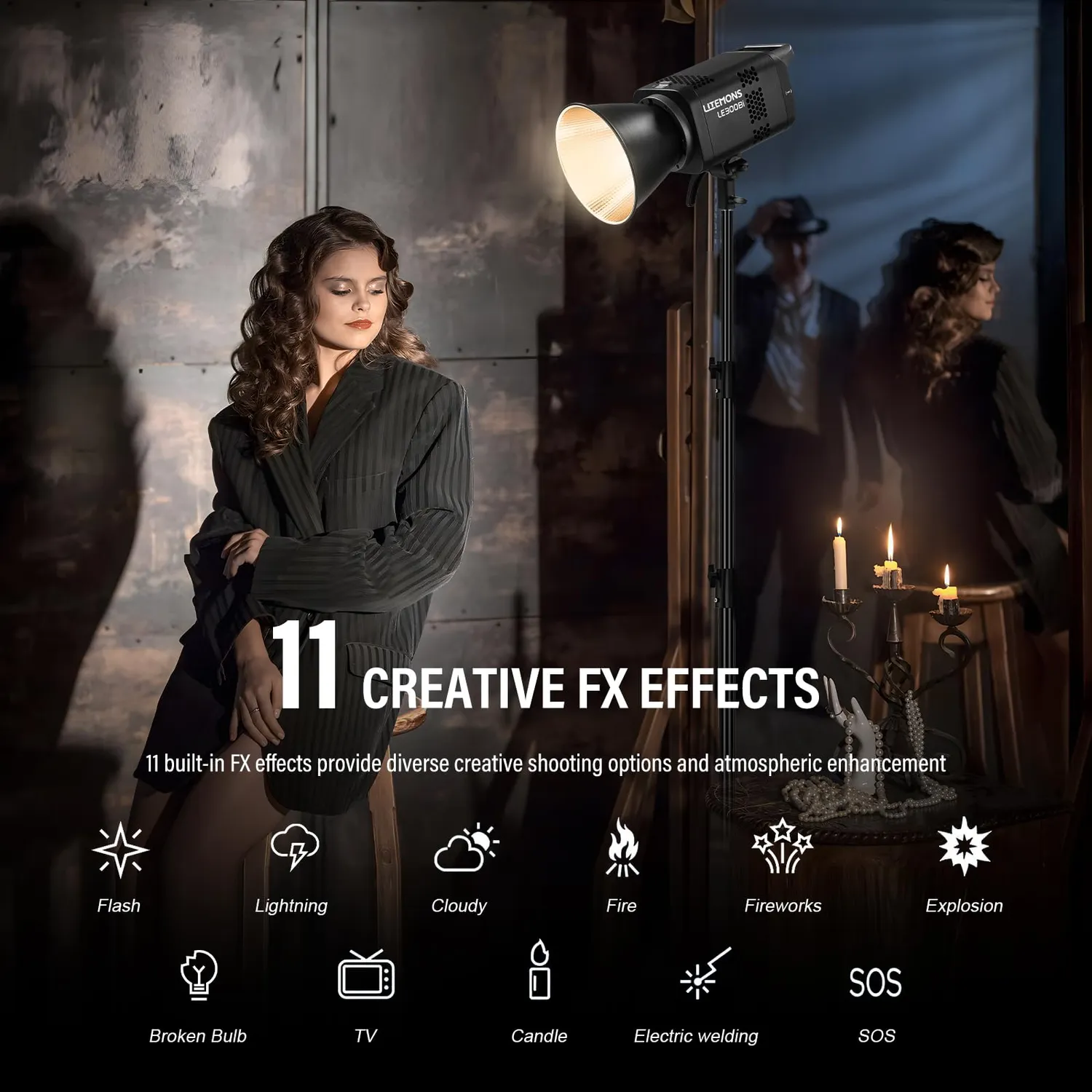 Godox Litemons LE300Bi luce LED 300W bicolore nera